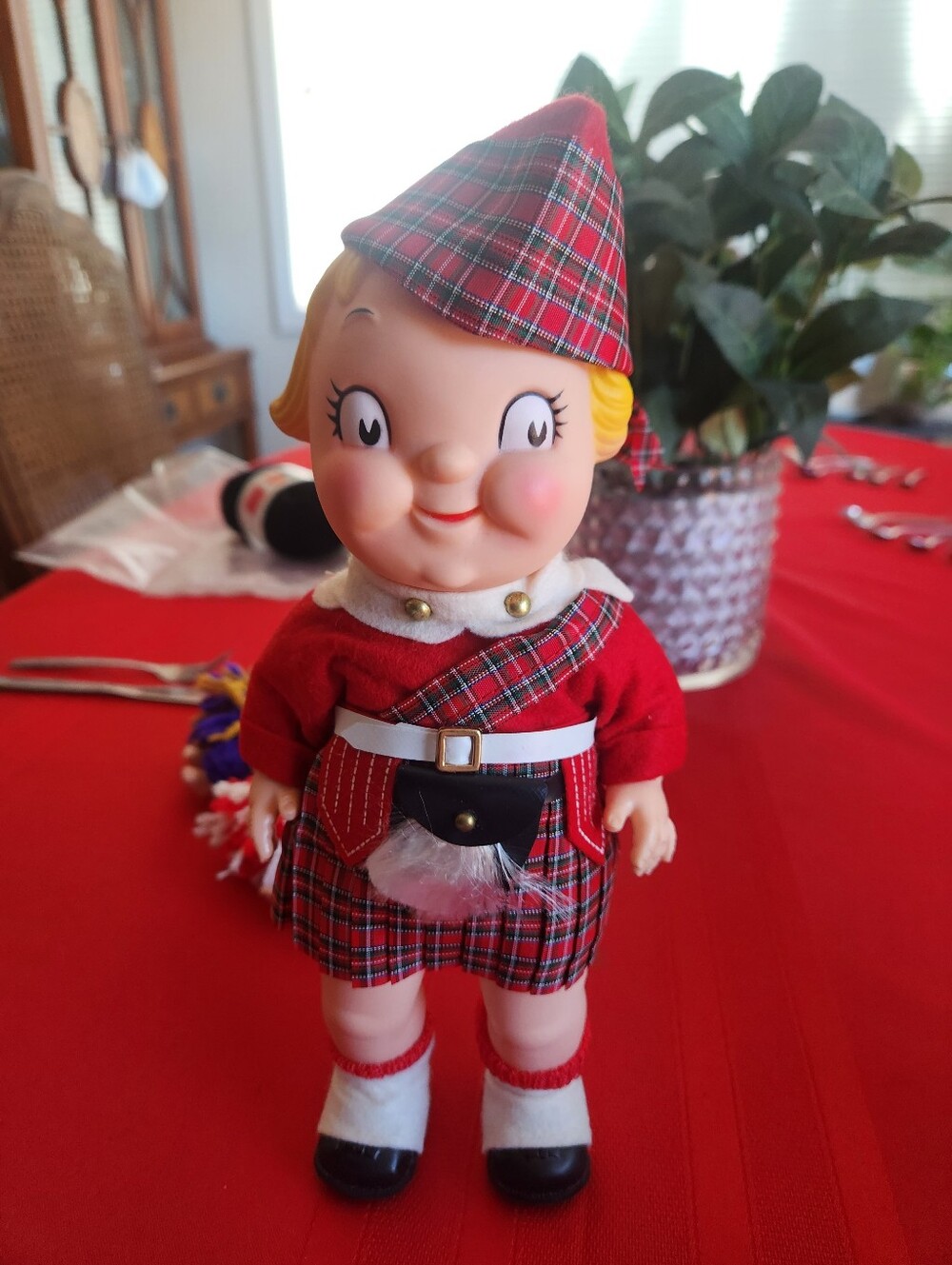 Vintage Scottish Highland Doll – Made in USA – Adorable Chubby Face!